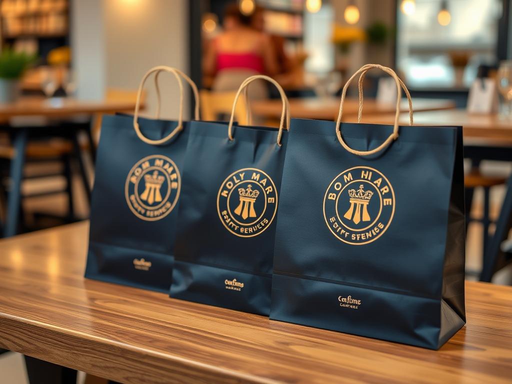 Paper bags with logo for restaurantsфото