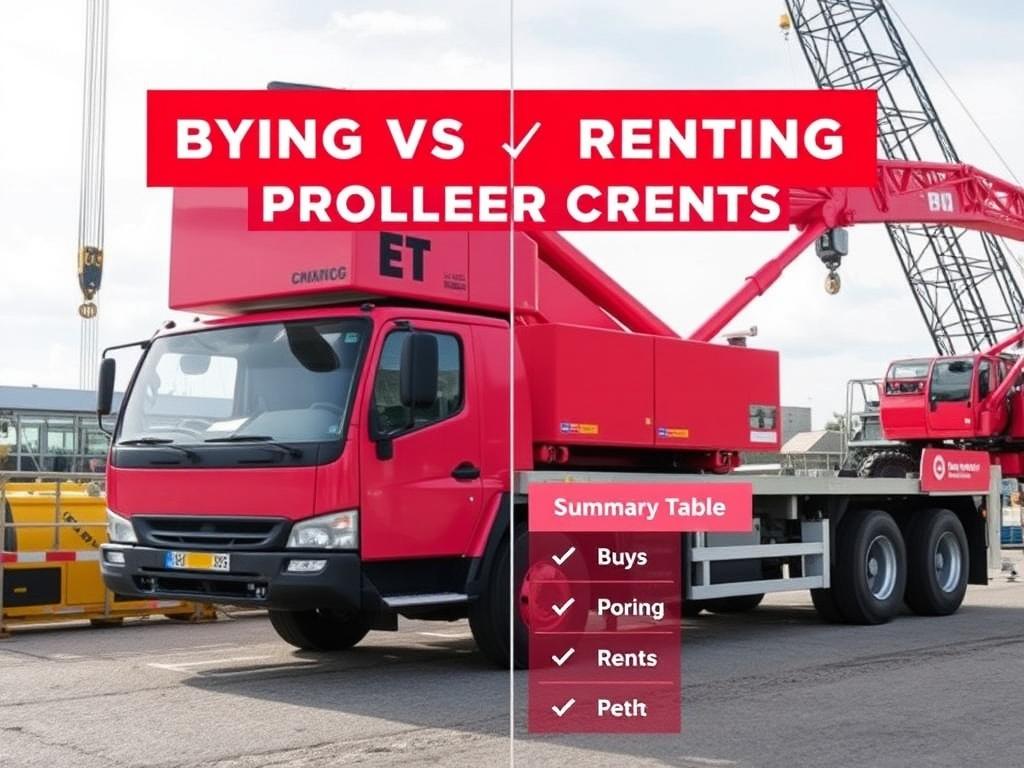     Buying vs. Renting a Mobile Crane: Pros and Cons. Summary Table: Buying vs Renting a Mobile Crane