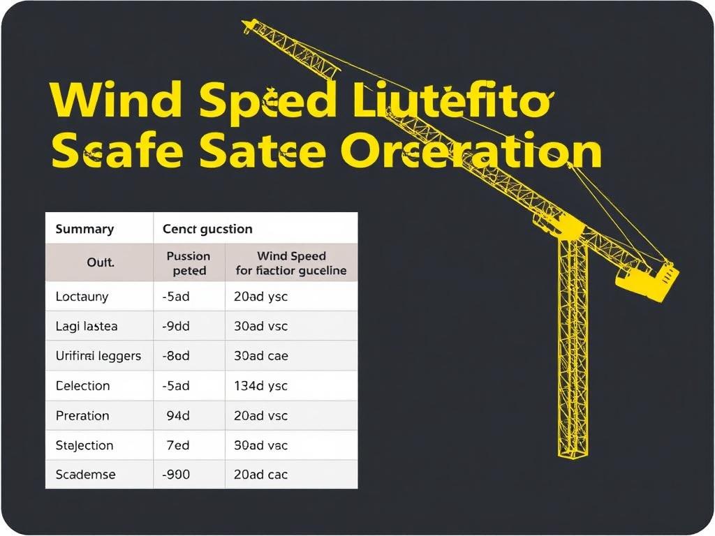     Wind Speed Limits for Safe Crane Operation. Summary Table: Wind Speed Action Guidelines