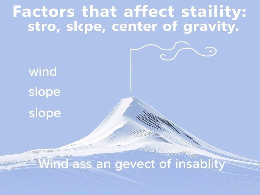     Factores que afectan la estabilidad: Viento, pendiente, centro de gravedad.. El viento como agente de inestabilidad